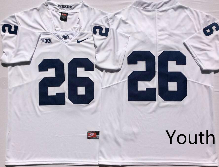 NCAA Youth Penn State Nittany Lions White #26 BARKLEY jerseys->youth ncaa jersey->Youth Jersey